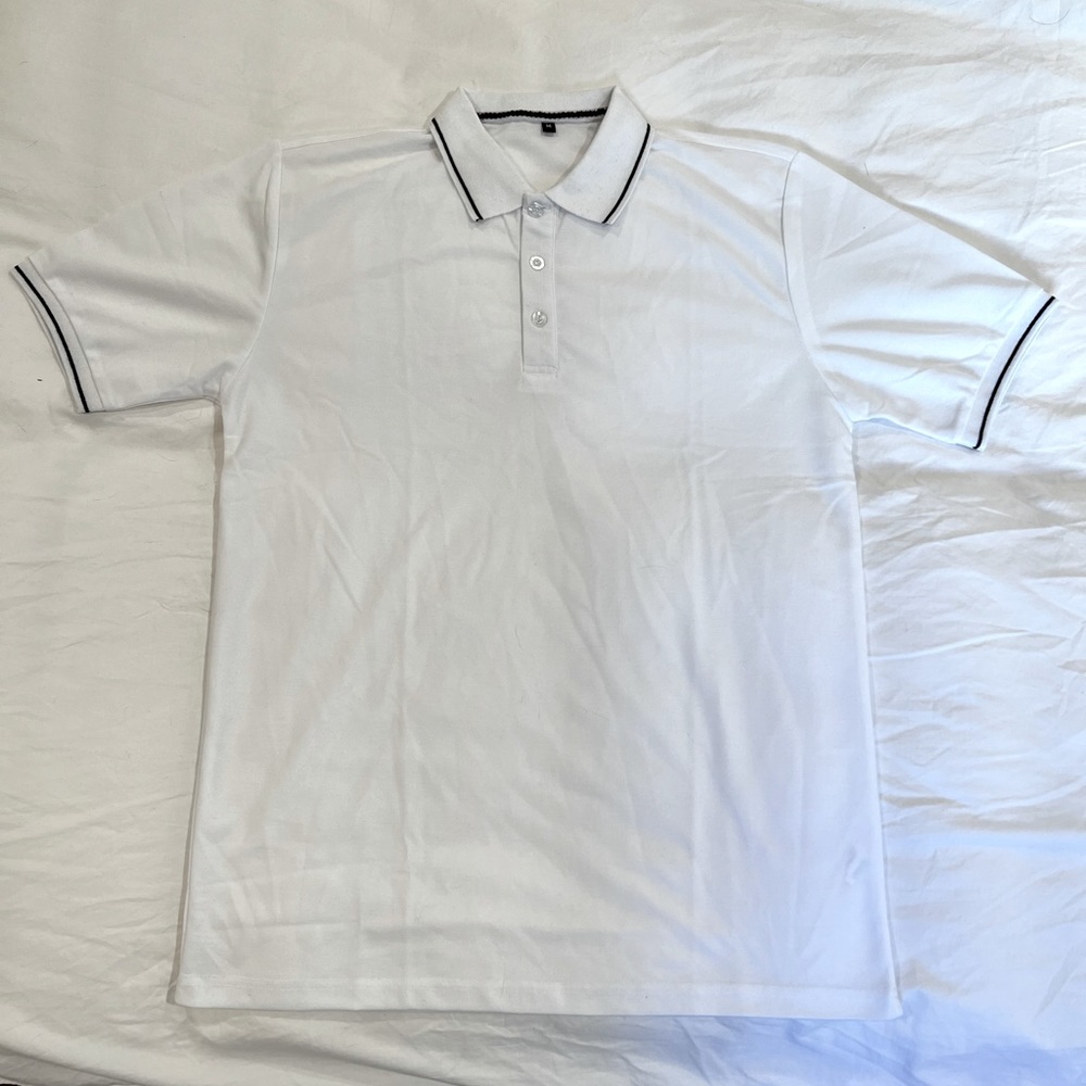 Men’s Cotton Casual Solid Color Short Sleeve Polo Shirt: Medium